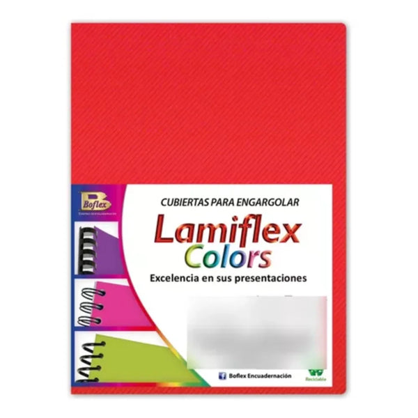 Pasta para Engargolar Rayada Carta Rojo Translucido 25 juegos Lamiflex Boflex