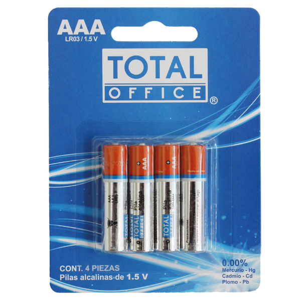 Pila Alcalina AAA Blister 4 piezas Total Office