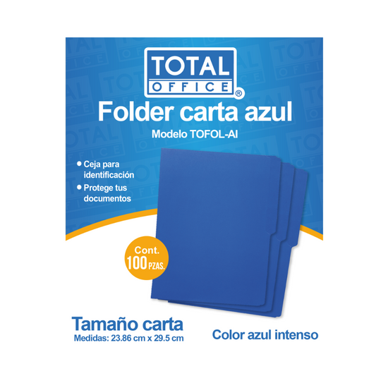 Folder Carta Azul Intenso 1 pieza Total Office– Papelería del Ahorro