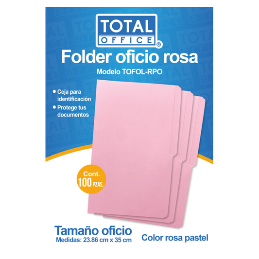 Folder Oficio Rosa Pastel 100 piezas Total Office
