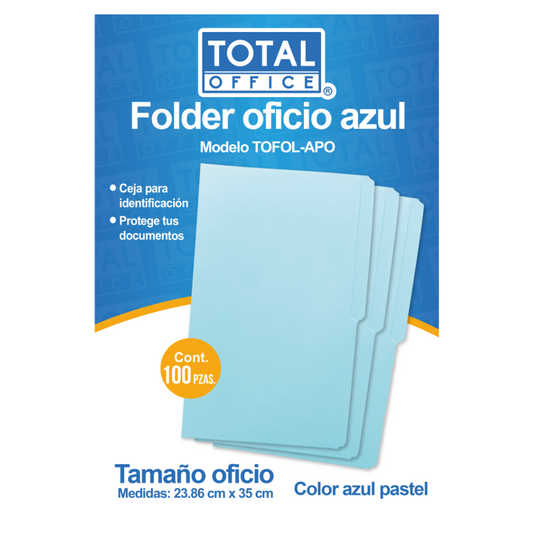 Folder Oficio Azul Pastel 100 piezas Total Office