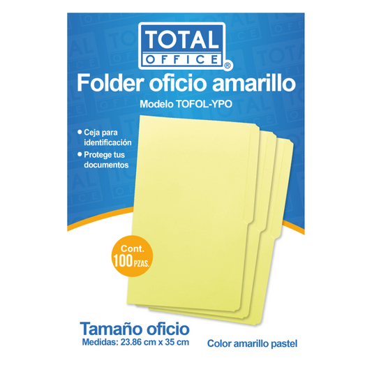 Folder Oficio Amarillo Pastel 100 piezas Total Office
