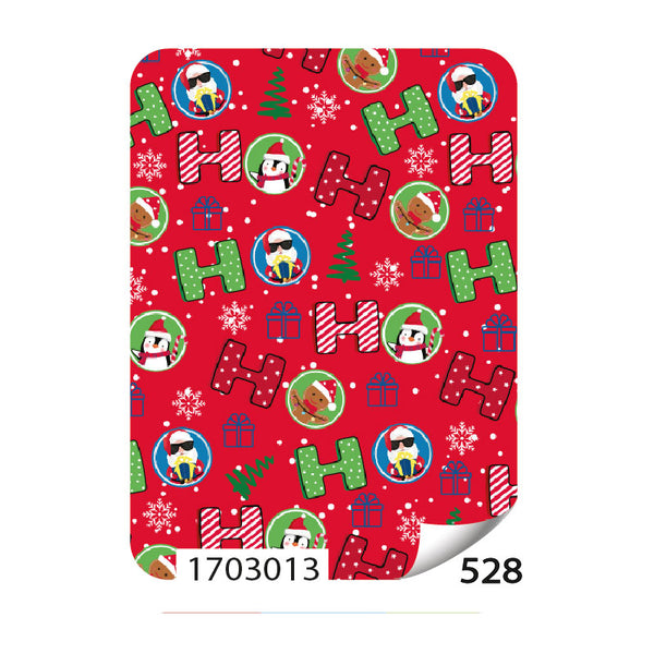 Papel de Regalo Navideño HoHoHo Fondo Rojo 75 grs Paquete 25 piezas Creear