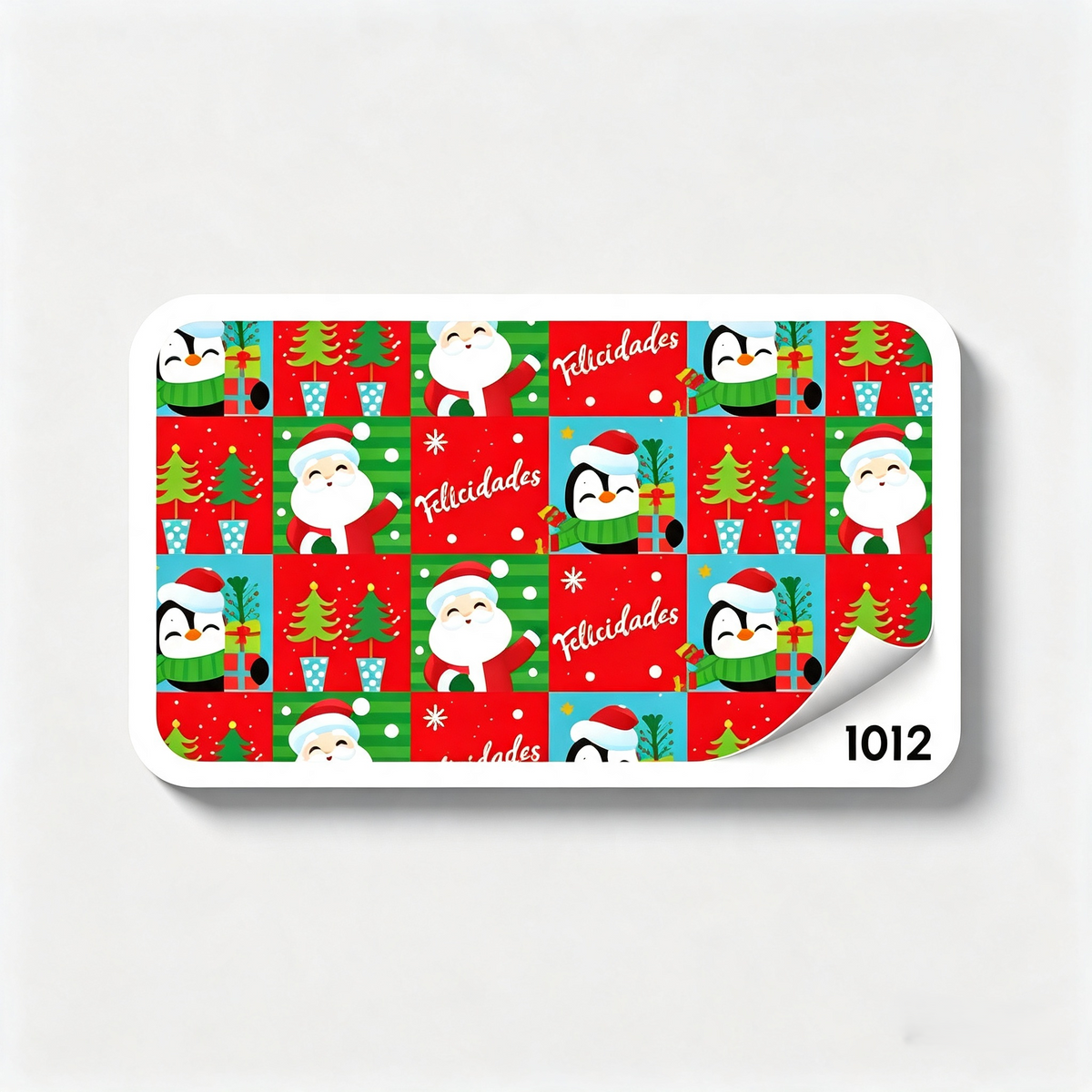 Papel De Regalo Navideño Cuadros Santa Y Pinguinos Fondo Rojo 70 grs Creear 1012