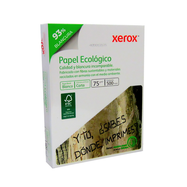 Papel Bond Blanco T/Carta 500 hjs 75 grs Ecológico Xerox
