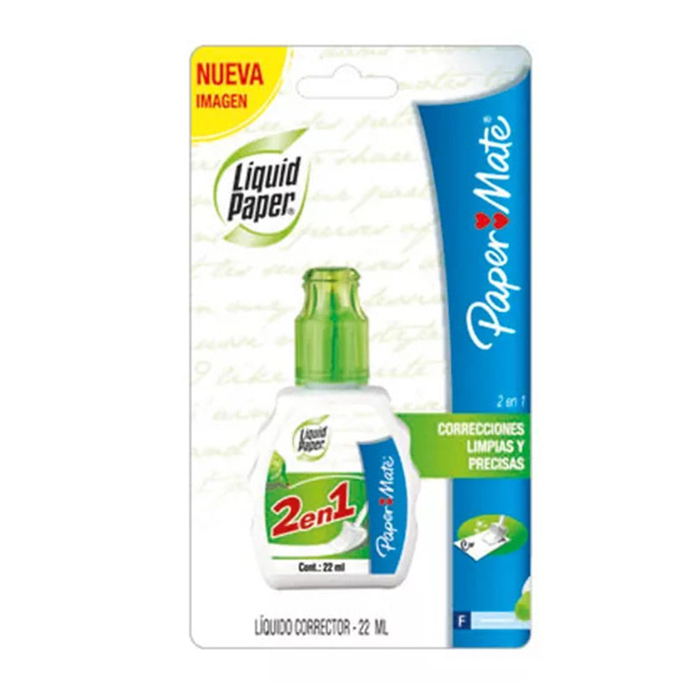 Corrector Líquido 22ml 2 en 1 Liquid Paper Blíster Paper Mate Newell