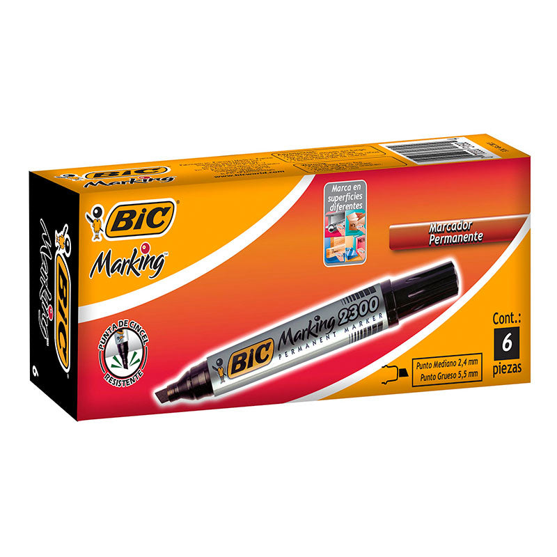 marcador perman grso 2300 neg bic 965917bx c/6 pza