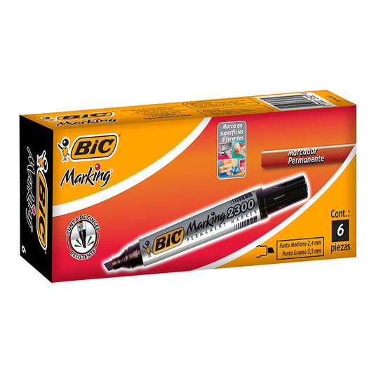 marcador perman grso 2300 neg bic 965917bx c/6 pza