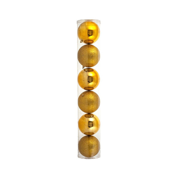 Esfera Navideña Metalizada Oro 6 cm No.4 Paquete 6 piezas Naviplastic