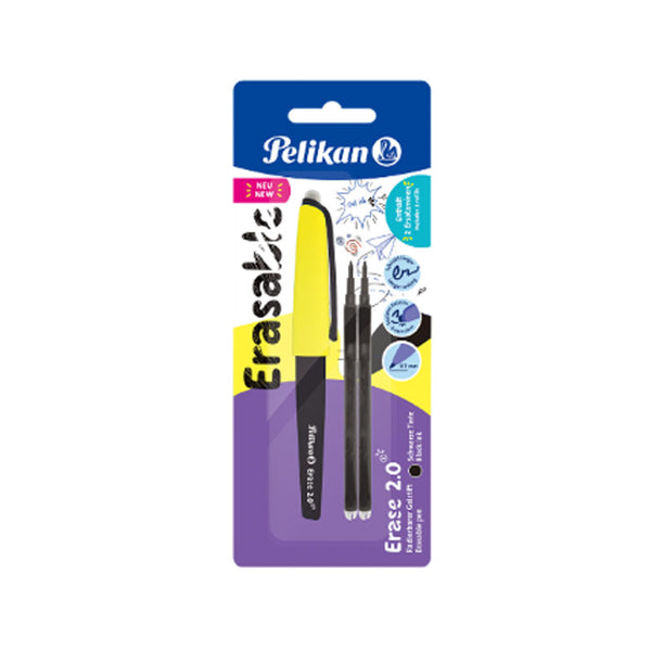 Bolígrafos Borrables TInta Gel Negra 0.7 mm 1 pz más 2 Refills Erase 2.0 Pelikan