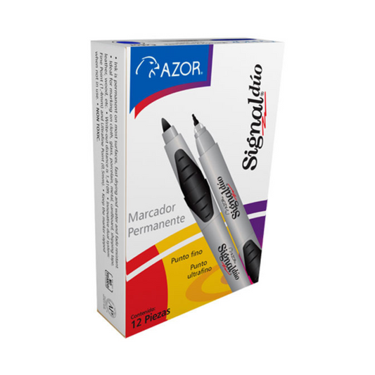 Marcador Permanente Signal Duo 12 piezas Azor