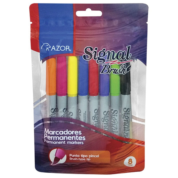 Marcador Permanente Surtido 8 piezas Signal Brush Azor