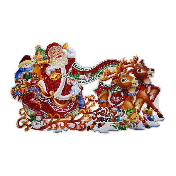 Adorno Navideño Carton Santa con Trineo 32.5 x 53 cm Itrade