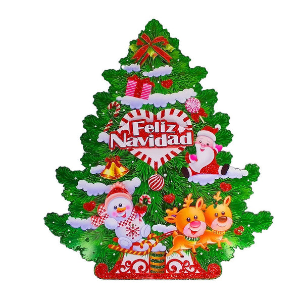 Adorno Navideño Cartón Árbol Feliz Navidad 39 x 34 cm Itrade