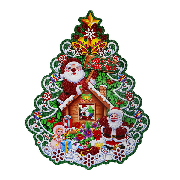 Adorno Navideño Cartón Árbol con Casa Navideña 49 x 39 cm Itrade