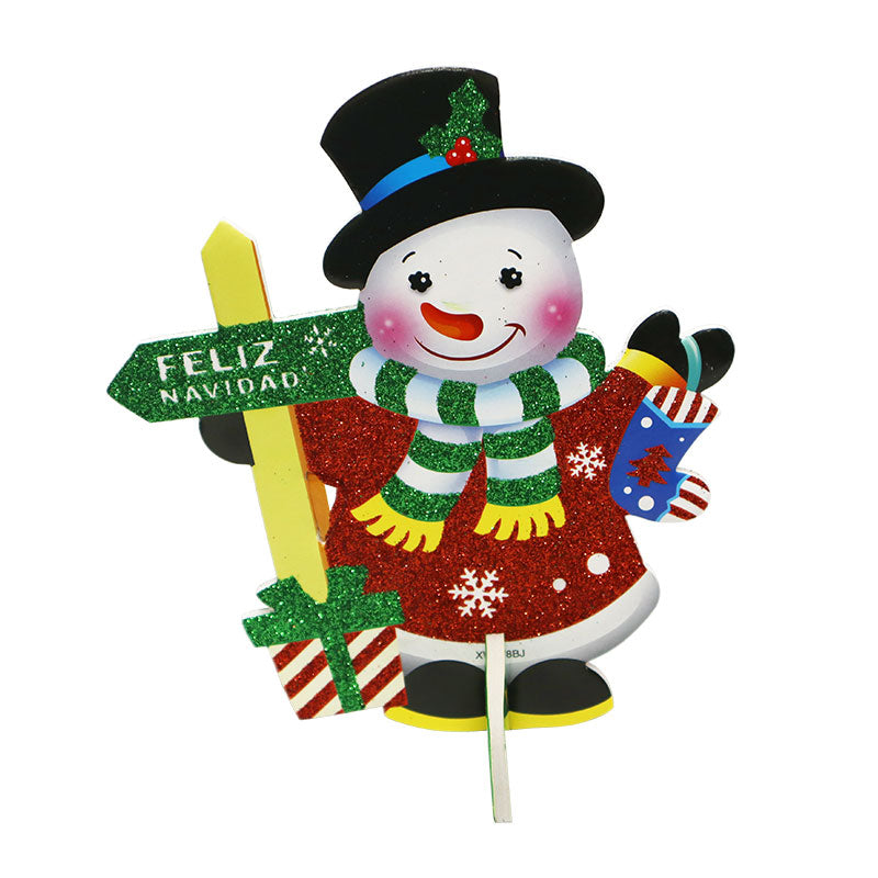 Adorno Navideño Cartón Feliz Navidad con Muñeco de Nieve 26 x 25 cm It ...