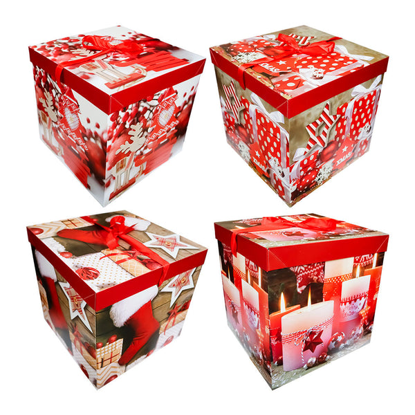 Caja de Regalo Navideña Roja 30 x 30 x 30 cm Varios Modelos Itrade