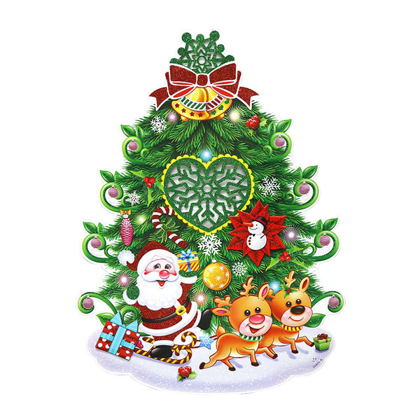 Adorno Navidad Carton Santa con Arbol de Navidad 65 x 30 cm ITrade