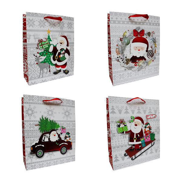 Bolsa de Regalo Navideño Blanca Santa Claus Varios Modelos 32 x 26 x 10 cm Itrade