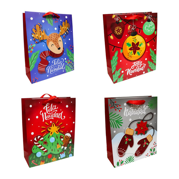 Bolsa de Regalo Navideño Feliz Navidad Varios Modelos 32 x 26 x 10 cm Itrade