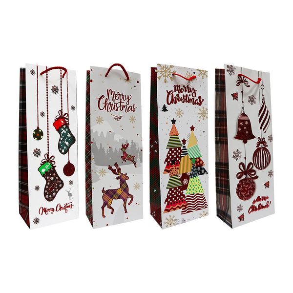 Bolsa de Regalo Navideño para Botella Merry Christmas 36 x 12.8 x 8.2 cm Itrade