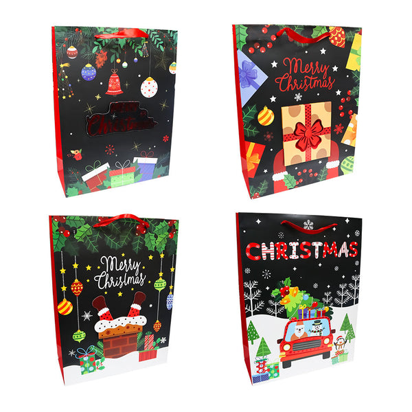 Bolsa de Regalo Navideño Negro Merry Christmas Varios Modelos 40 x 30 x 12 cm Itrade