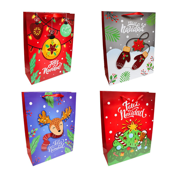 Bolsa de Regalo Navideño Feliz Navidad Varios Modelos 40 x 30 x 12 cm Itrade