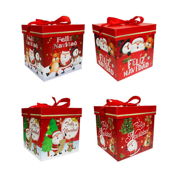 Caja de Regalo Roja Personajes Navideños 15 x 15 x 15 cm Varios Modelos Itrade