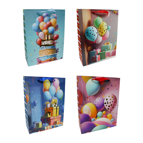 Bolsa de Regalo Globos con Detalles Brillantes 40 x 30 x 12 cm ITrade