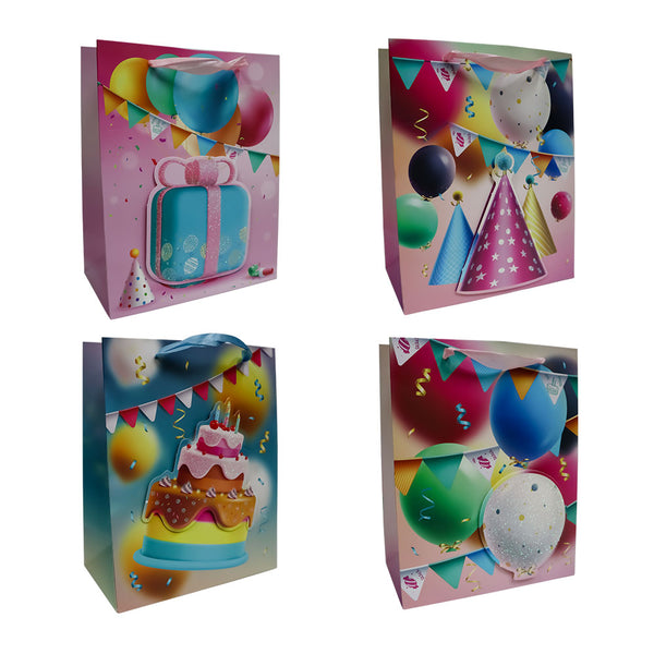 Bolsas de Regalo Globos y Rosas 23.5 x 19.5 x 8 cm Varios Modelos ITrade