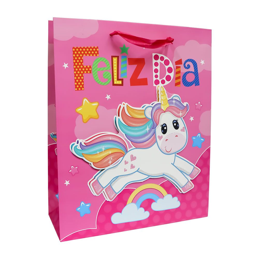 Bolsa de Regalo para Niña Unicornios 32 x 26 x 10 cm pieza