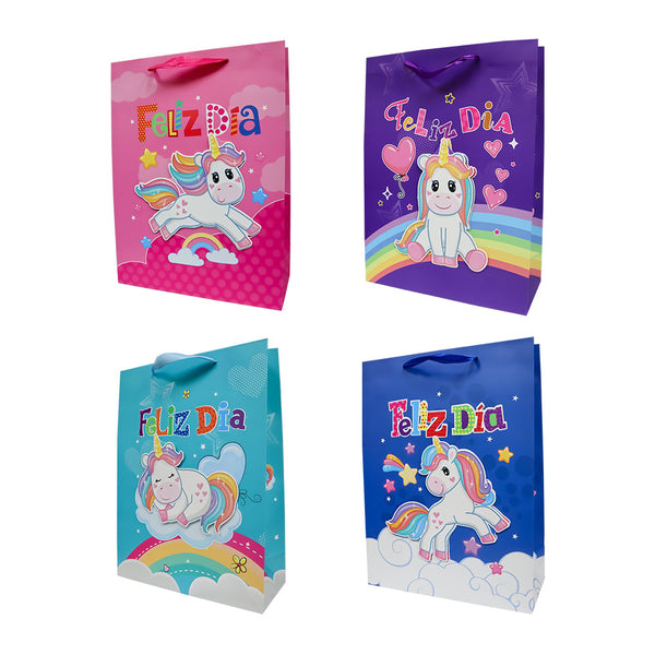 Bolsa de Regalo para Niña Unicornios 40 x 30 x 12 cm 4 piezas ITrade