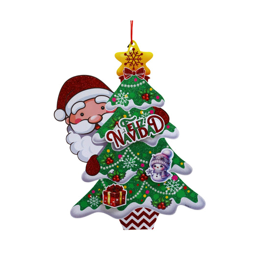Adorno De Carton Navideño Arbol Santa Claus 36 X 49 cm Itrade