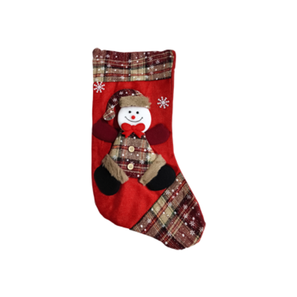 Bota Navideña Roja Cuadros Personajes Navideño Itrade