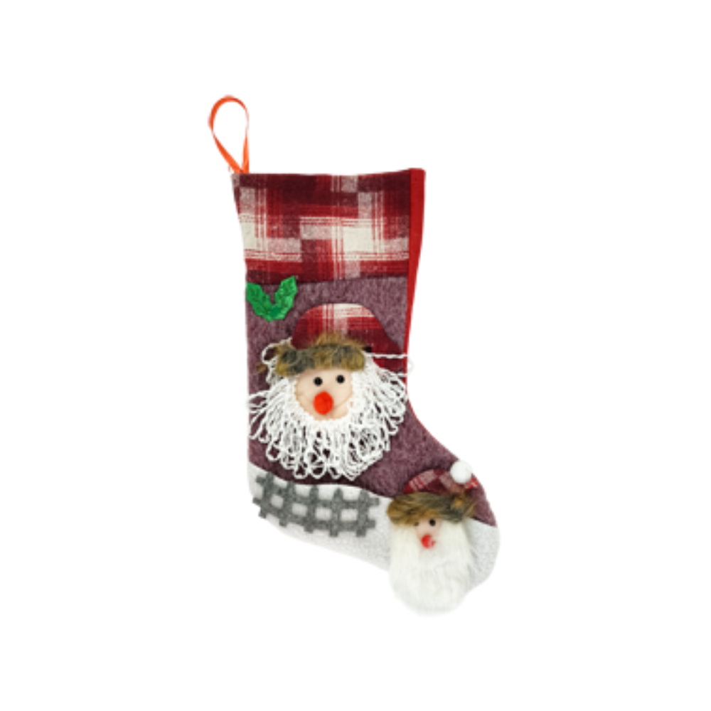 Bota Navideña Roja Personajes Navideños con Cascabel Itrade