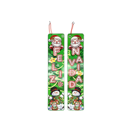 Adorno De Carton Navideño Colgante Tira con 2 Feliz NavidadiDeño Verde 70 X 15 cm Itrade