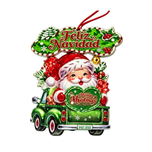 Adorno Carton Navideño Santa En Coche 26X70 cm Itrade