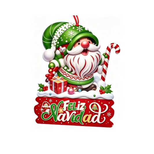 Adorno De Navideño Colgante Santa Gorro Verde 28X22 cm Itrade