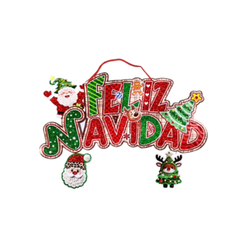 Adorno Carton Navideño Colgante Letrero Feliz NavidadiDeño 41 X 28 cm Itrade
