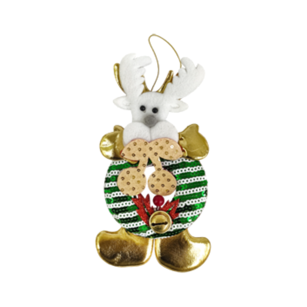 Adorno Colgante Navideño Dorado Y Verde con Lentejuela Varios Modelos Itrade