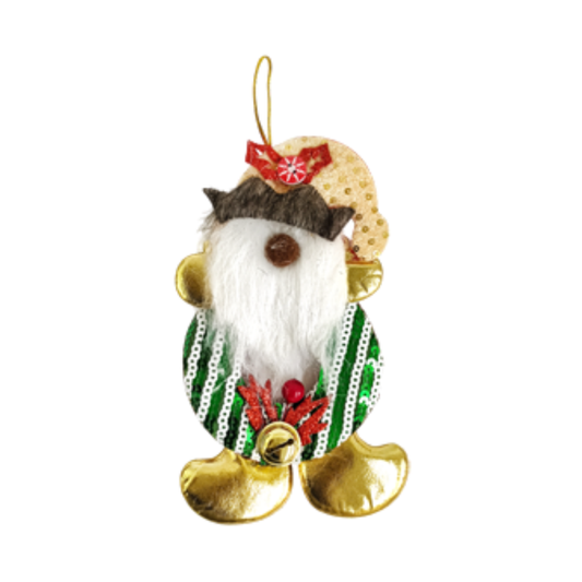 Adorno Colgante Navideño Dorado Y Verde con Lentejuela Varios Modelos Itrade