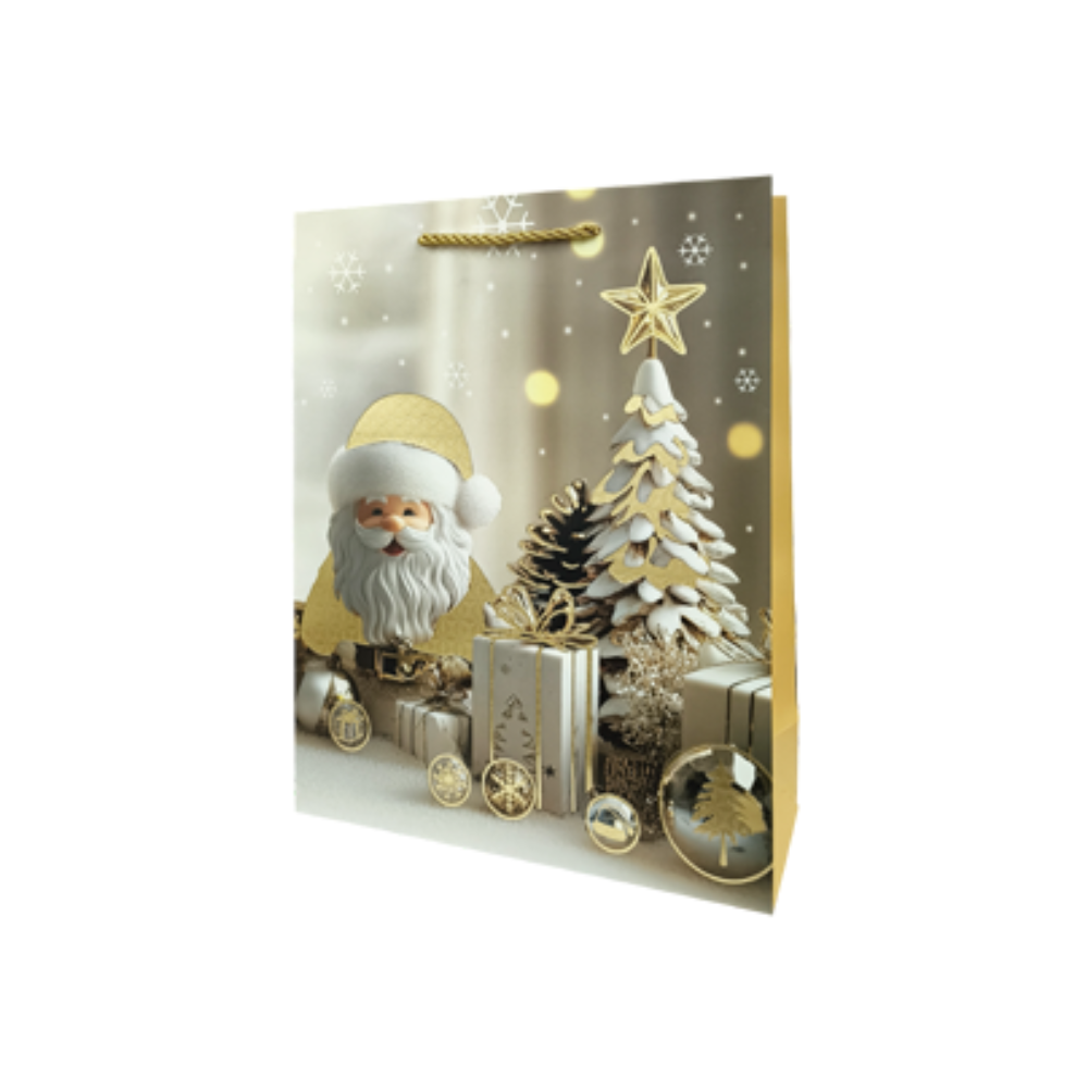 Bolsa Regalo Navideño Personajes Dorada Varios Modelos 32X26X10 cm Itrade