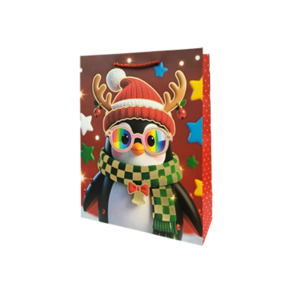 Bolsa De Regalo Navideña Personajes con Lentes Varios Modelos 32 X 26 X 10 cm Itrade