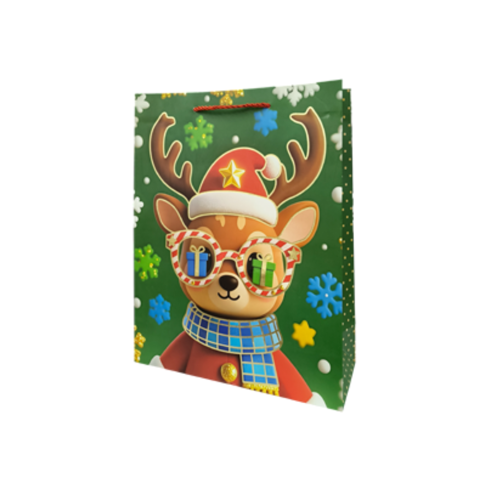 Bolsa De Regalo Navideña Personajes con Lentes Varios Modelos 32 X 26 X 10 cm Itrade