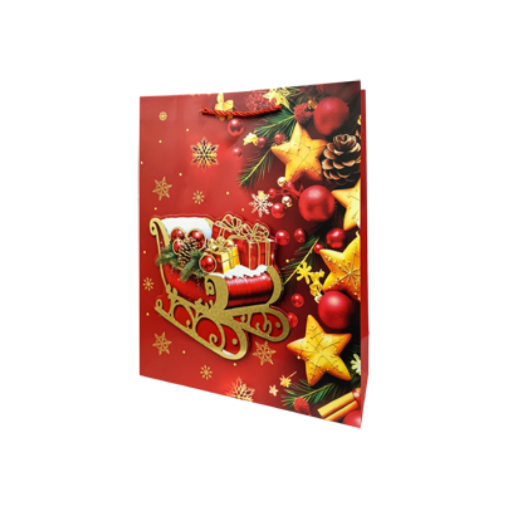 Bolsa Regalo Navideño Roja C Dorado Varios Modelos 23 X 18 X 10 cm Itrade