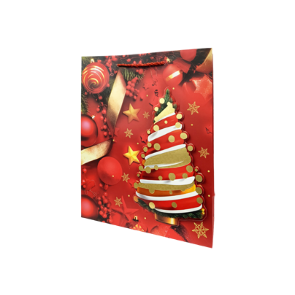 Bolsa Regalo Navideño Roja C Dorado Varios Modelos 23 X 18 X 10 cm Itrade
