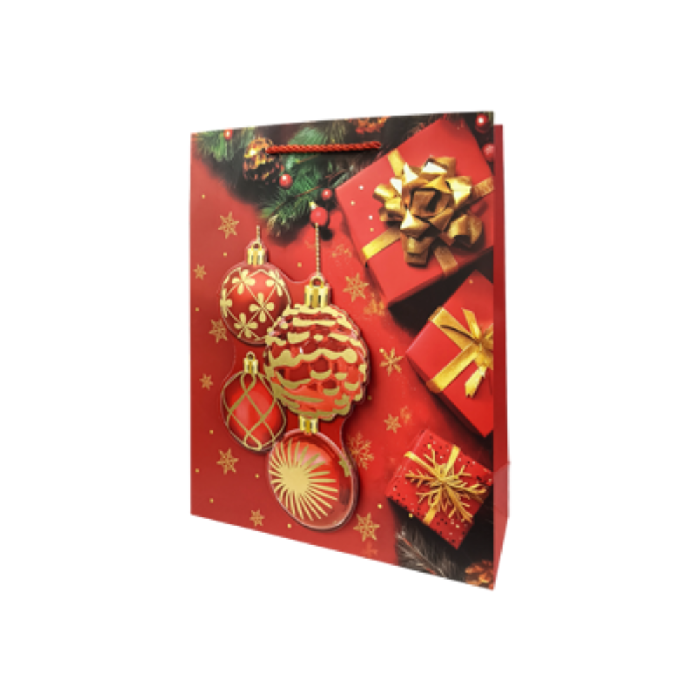 Bolsa Regalo Navideño Roja C Dorado Varios Modelos 23 X 18 X 10 cm Itrade