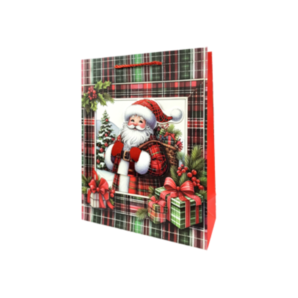 Bolsa Regalo Navideño Santaclaus Cuadros Varios Modelos 32X26X10cm Itrade