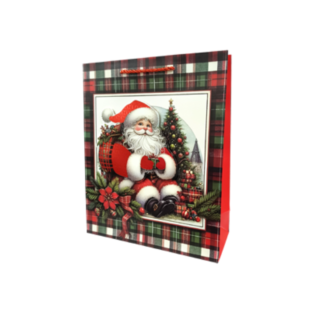 Bolsa Regalo Navideño Santaclaus Cuadros Varios Modelos 32X26X10cm Itrade