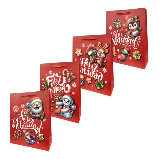 Bolsa Regalo Navideño Feliz NavidadiDeño Personajes Varios Modelos 32X26X10 Itrade